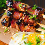 Marmalade glazed duck kebabs served with a fennel and orange salad.
