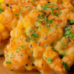 Close-up fried prawn or shrimp and sweetcorn fritters.