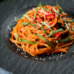 One-pot spicy fried spaghetti all assissina or bruciati.