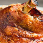 Beer roasted pork knuckle or hock with crispy crackling.