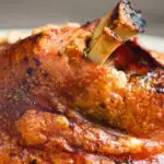 Beer roasted pork knuckle or hock with crispy crackling.