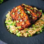 Honey and miso glazed tofu served with egg fried rice.