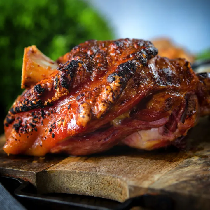 Crispy roast honey and mustard ham hock.