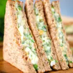 Boiled egg and cress sandwich on wholemeal seeded bread.