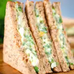 Boiled egg and cress sandwich on wholemeal seeded bread.