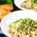 Italian pasta e piselli with peas, pancetta, mint and ditalini served with garlic ciabatta.