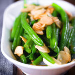 Garlic green beans amandine aka almondine.