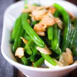 Garlic green beans amandine aka almondine.
