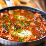 Sausage, bacon, black pudding and baked bean breakfast casserole.
