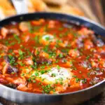 Sausage, bacon, black pudding and baked bean breakfast casserole.