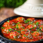 Spicy Moroccan-influenced lamb (kefta) meatball tagine.