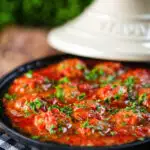 Spicy Moroccan-influenced lamb (kefta) meatball tagine.
