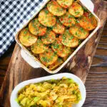 Overhead minced lamb (keema) and potato hotpot with Indian-influenced flavours with cabbage poriyal.