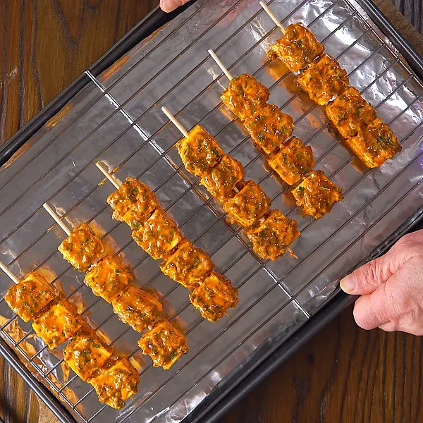 Paneer Tikka Kebabs process shots 6 of 7