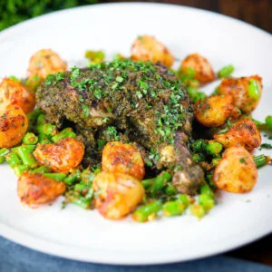 Goan Chicken (Galinha) Cafreal served with aloo jeera and green bean poriyal.