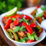 Spicy Mexican influenced halloumi cheese and vegetable fajita filling with fresh coriander.