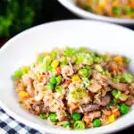 Chinese takeaway style special fried rice with beef, pork, chicken and prawns.
