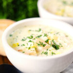 Cullen skink, Scottish creamy smoked haddock and leek chowder or soup.