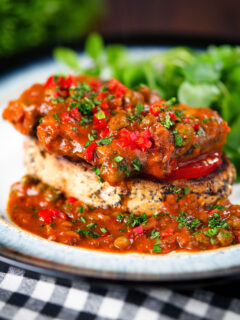 Tinned sardines on toast with capers, fresh tomato, shallots and chilli.