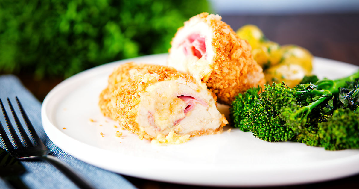 Air Fryer Chicken Cordon Bleu with Ham and Cheese