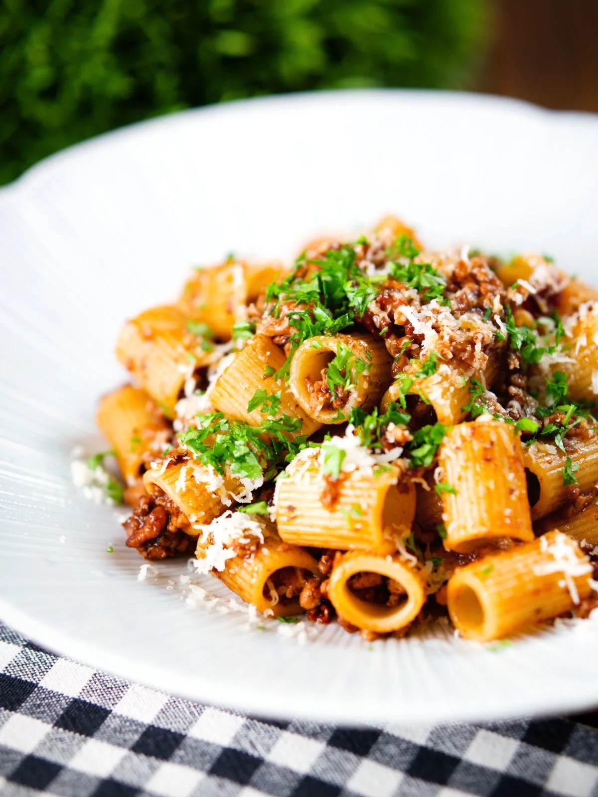 Pork mince pasta with balsamic vinegar, sun-dried tomatoes and sage.