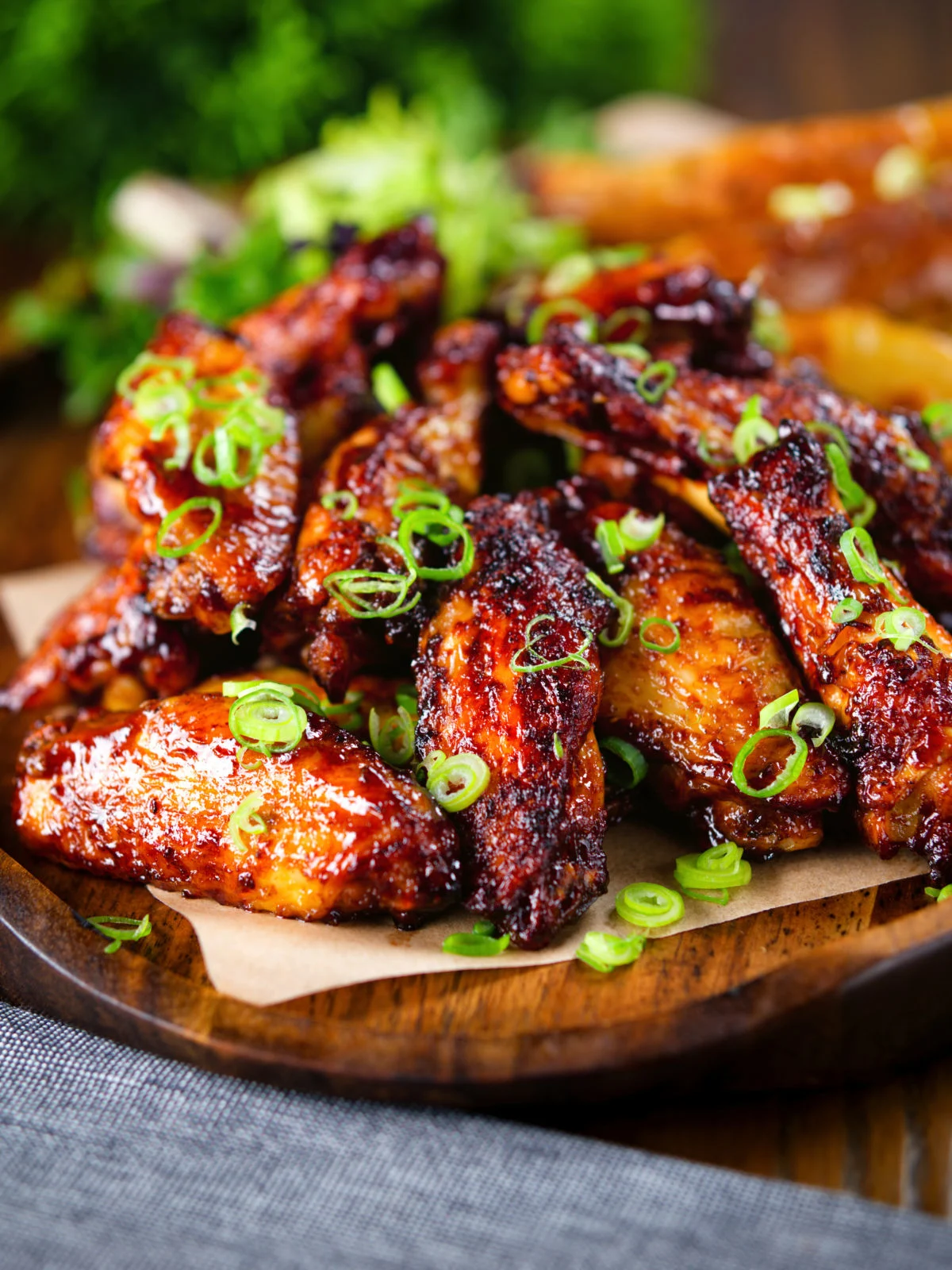 Chinese chicken wings with spare rib inspired glaze served with potato wedges.