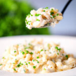 Cream cheese (Philadelphia) pasta served with snipped chives and fresh pecorino cheese.