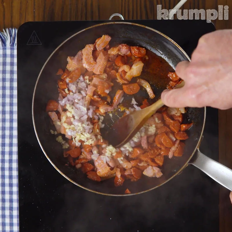Chorizo and Bacon Pasta process shot 2 of 5
