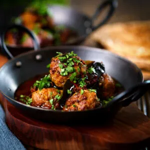 Kashmiri meatball curry, Lamb rista in a saffron and curry leaf gravy.