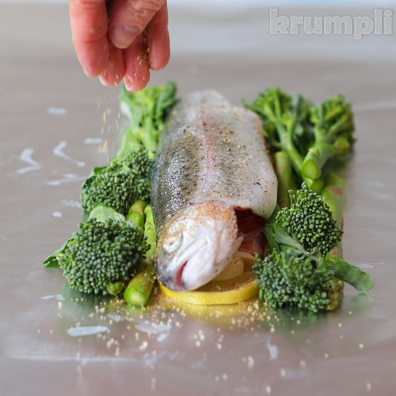 Fish baked in foil process shot 3 of 6