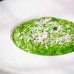 Risotto verde with spinach, green peas and broad beans.