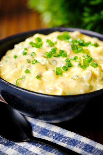 French sauce gribiche garnished with snipped chives.