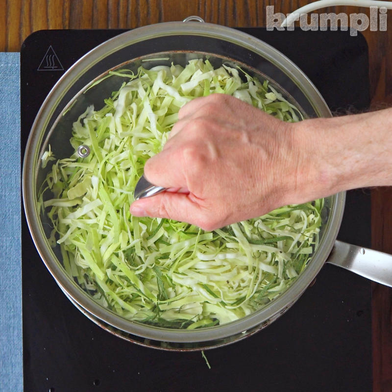 Cabbage gnocchi process shot 1 of 5
